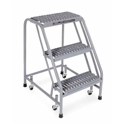 COTTERMAN Step Stool: 2.5 ft Overall Ht, 450 lb Load Cap, 3 Steps, Stainless Steel - Rolling Step Stools