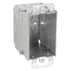 Steel cut-in electrical box for single-gang installations. Designed for retrofit mounting in drywall or paneling where no stud or joist is available. Provides an enclosure for switches or outlets. No clamps or bracket included.