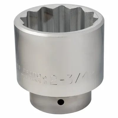 PROTO Socket: SAE, 1 in Drive Size, 2 3/4 in Socket Size, 12-Point, Std, Satin - 1" Drive Hand Sockets