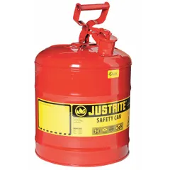 This Type I safety can is designed for the safe storage and dispensing of flammable liquids. Constructed from powder coated steel in red, it has a 5 gallon capacity. Typical applications include use in industrial settings such as manufacturing plants, laboratories, and maintenance facilities where flammable liquids are handled.