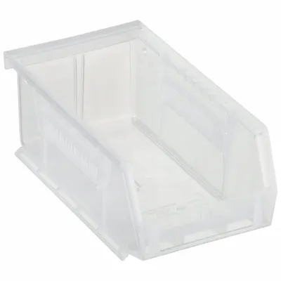 QUANTUM STORAGE SYSTEMS Hang and Stack Bin: 4 1/8 in x 7 3/8 in x 3 in, Clear - Clearview Plastic Bins