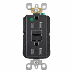 LEVITON Duplex Receptacle Outlet: Hospital Grade, Duplex, 5-15R, Black, 125V AC, 15 A_20 A (MPN AFTR1-HGE)