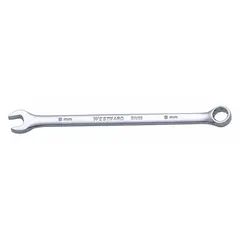 Alloy steel construction with a chrome finish. Offset design with a 12-point box end and open end. Used for tightening or loosening metric fasteners with a 9 mm head. Suitable for general maintenance, repair, and assembly tasks.