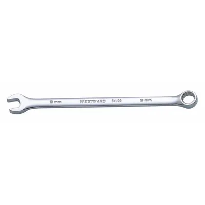 WESTWARD Combination Wrench: Alloy Steel, Chrome, 9 mm Head Size, 6 1/2 in Overall Lg - Metric 12-Point Combination Wrenches