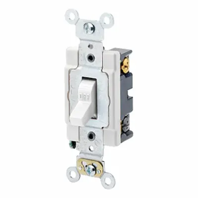 LEVITON Toggle 4-Way, 20 Amp: Toggle Switch, 4-Way, Maintained, White, 120/277V AC - Toggle Wall Switches
