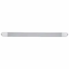 This MAXXIMA rigid strip light is a white LED surface-mount luminaire rated IP68 for protection against water and dust ingress. Operating at 12.8V DC, it delivers up to 470 lm brightness and features blunt cut wires for electrical connection. Suitable for use in vehicle lighting and other applications requiring a flat, rigid strip light.