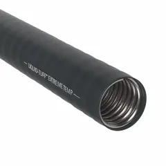 Extreme temperature liquid-tight flexible metal conduit for protecting electrical wiring in environments requiring resistance to moisture, oils, and temperature extremes. 2-inch trade size, black, 50-foot nominal length. Suitable for industrial plants, outdoor equipment, and processing facilities.