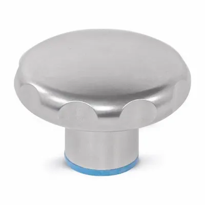 JW WINCO Hand Knob: Fluted, Stainless Steel, M6x1 Thread, 0.51 in Thread Lg - Hygienic Fluted Knobs with Threaded Hole