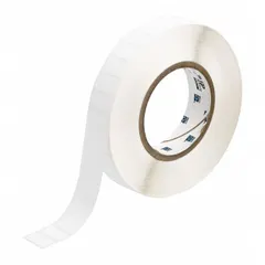 Nylon wraparound label with black-on-white printing, sized 1/2 in x 29/32 in, for permanent identification of 0 AWG wire gauge. Compatible with THT printer series; requires IP-R4306 ribbon for thermal transfer printing. Used in electrical panels, machinery, and cable management for clear marking of large conductors.