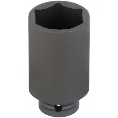 This 1/2" drive impact socket is designed for use with impact tools on SAE 1-3/8 in hex fasteners. The 6-point deep configuration provides secure engagement on nuts and bolts. A manganese phosphate finish offers corrosion resistance. Suitable for heavy-duty fastening and loosening tasks in automotive, construction, and industrial maintenance.