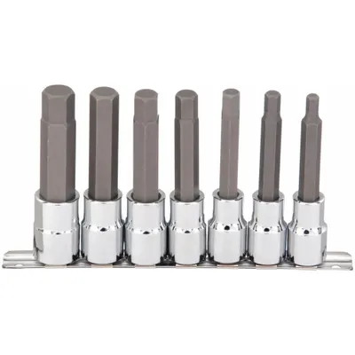 WESTWARD Socket Bit Set: 1 - 25 Pieces, 1/2 in Drive Size, 7 Pieces - Hex Bit Socket Sets
