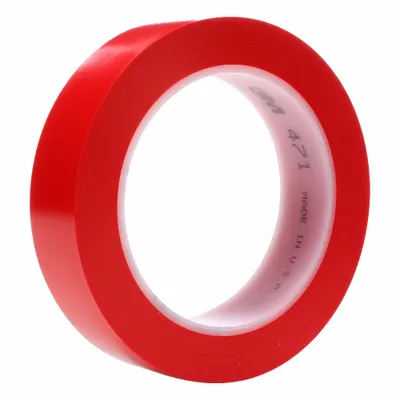 3M Floor Marking Tape: Gen Purpose, Solid, Red, 1 in x 108 ft, 5.2 mil Tape Thick - General Purpose Floor Marking Tape