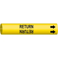 Pipe Marker: Return, Yellow, Black, Fits 2 1/2 to 3 7/8 in Pipe O.D., 1 Pipe Markers, With Arrows (MPN 4119-C)