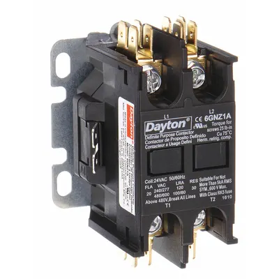 Dayton Definite Purpose Magnetic Contactor: 2 Poles, 120V AC, 30 A - Non-Reversing Definite Purpose Contactors
