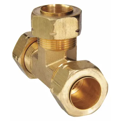 PARKER Self-Aligning Brass Compression Tee Fitting - Self-Aligning Brass Compression Fittings