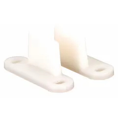This hanging door guide measures 1-1/4 in length and 1-1/4 in width, sold as a pair (1 PR). It is used in sliding door systems to maintain proper alignment and smooth operation, preventing door wobble and ensuring consistent track engagement.