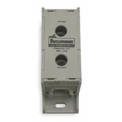 Surface-mount power distribution block with finger-safe lug-to-lug connections. Accepts line side wire sizes from 6 AWG to 350 kcmil for aluminum conductors. Used to distribute a single power source to multiple branch circuits in electrical enclosures and control panels.