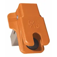 This fluid line stopper clamp is used in fleet and vehicle maintenance to temporarily seal fluid lines during repair or replacement. It prevents fluid loss and contamination in hydraulic, fuel, and coolant systems. The clamp measures 1 inch in length and 5 inches in width, with a gray and orange finish