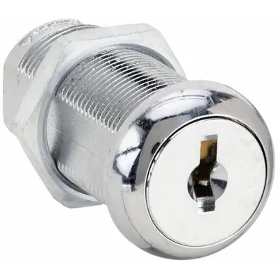 DELTA LOCK Cam Lock: Std Keyed Cam Lock, Keyed Alike, Zinc Die-Cast, Chrome-Plated - Keyed Cam Locks