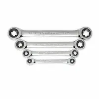 GEARWRENCH Box End Wrench Set: Alloy Steel, Chrome, 4 Tools, E6 to E24 Range of Head Sizes, Tray (MPN 9224D)