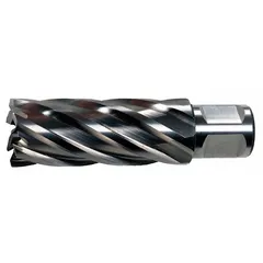 This high-speed steel annular cutter is designed for general cutting applications in metal fabrication and structural steel work. With a 34 mm diameter and bright finish, it creates clean, precise holes in materials such as steel plates and beams when used with a magnetic drill press. The cutter features a Weldon Flat shank for secure tool holding and a maximum cutting depth of 3 inches.