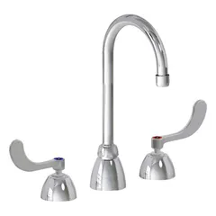 This widespread deck-mounted faucet is constructed from cast brass and features two handles. It is designed for kitchen or bathroom sinks requiring a high-arc spout. The 786 series offers a durable solution for commercial or residential applications.