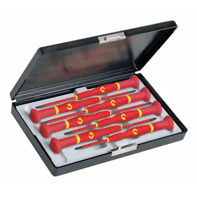 KNIPEX Insulated Precision Screwdriver Set: 1-10 Pieces, 7 Pieces, Phillips/Slotted Tip - Insulated Precision Screwdriver Sets