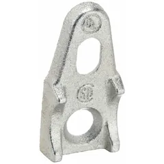 This surface mount clamp secures 3/4 in IMC conduit to walls or structures. Made of iron with an electroplated gray finish, it features elongated bolt holes for alignment. UL listed for outdoor use only.