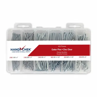 ITW BEE LEITZKE Pin Assortment,420 pcs,6 Sizes: Bridge, Inch, Steel, 1008, Zinc Plated - Cotter Pin Assortments
