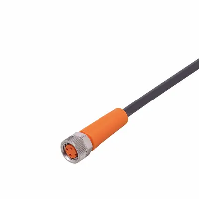 IFM Cordset: M8 Female Straight X Bare Wire, 3 Pins, Black, PUR, 2 m Cable Lg - Single-Ended Cordsets with PUR Jacket for Twisting Applications