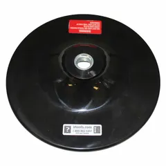 Round rubber backing pad, 7-inch diameter, with adhesive-backed medium surface for attaching sanding discs. Features a 5/16-24 thread and is designed for use with the 311A sander. Suitable for material removal and finishing in metalworking and woodworking applications.