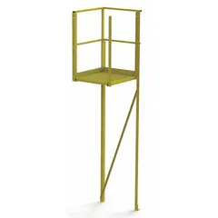 This steel turn platform provides a stable elevated work surface for material handling tasks. With a 9.3 ft overall height and yellow finish, it is suitable for warehouse, manufacturing, and maintenance applications requiring safe access to elevated areas.