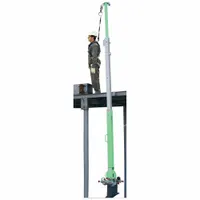 This telescoping post anchor mast provides a secure anchorage point for fall protection systems. With a 14 ft overall height and a swivel D-ring, it is designed for use with portable fall arrest post bases. The mast includes a D-ring tie-off and supports one worker per system