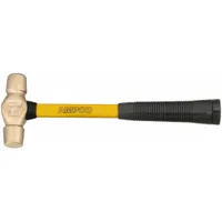Machinist Hammer: Fiberglass, Aluminum Bronze, 24 oz Head Wt, 11 in Overall Lg, Ribbed Grip (MPN H-452FG)