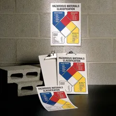 This vinyl safety sign measures 14 inches in height and 10 inches in width, with a thickness of 0.004 inches. It is designed for use in industrial facilities to communicate warnings, hazards, or instructions. The sign is suitable for wall mounting in areas requiring clear visual safety communication.