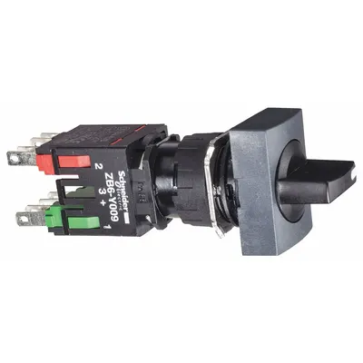 SCHNEIDER Selector Switch: 16 mm Panel Mounting Size, 3 Positions, Short Lever, 1NO - Selector Switches