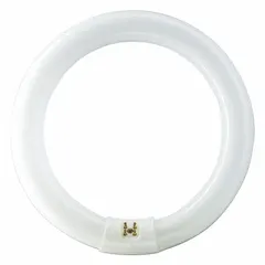 T9 circular fluorescent lamp with 12-inch diameter, 32W power, and 84V AC. Features a 4-pin G10q base and 3000K color temperature. Suitable for use in compatible ceiling troffers, wall sconces, and decorative luminaires.