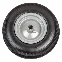 Replacement wheel for wagon trucks and trailers. Fits models 26Y460, 26Y461, 26Y462, 26Y465, 26Y470, 26Y480, 26Y481, and 26Y482. Used to restore mobility in industrial carts and towed equipment.