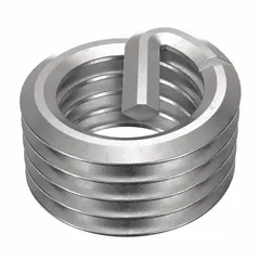 Free-running helical insert with tanged tang style for thread repair or reinforcement. Made of 18-8 metal with 5/16"-24 fine thread, right-hand orientation, and tensile strength 200,000-250,000 psi. Plain finish. Pack of 100. Commonly used in automotive, aerospace, and industrial maintenance to restore stripped threads or strengthen threads in softer materials.