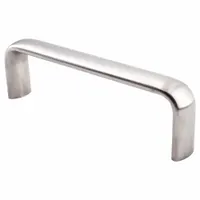 Fixed, non-recessed pull handle made of stainless steel with a satin silver finish. Features threaded holes for #8-32 screws and a grip thickness of 0.276 in. Suitable for use on cabinets, enclosures, and machinery doors