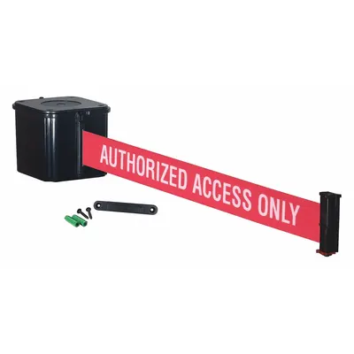RETRACTA-BELT Wall Mounted Retractable Belt Barrier: Removable Mounting Plate, 30 ft Belt Lg - Wall-Mount Retractable Belt Barriers