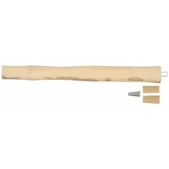 Hammer handle rated for 3-4 lb heads with a 1 in eye opening length. Wax finish accommodates up to 4 lb max head weight. Includes one steel wedge for secure attachment. Suitable for engineer or blacksmith hammers in metalworking and fabrication.