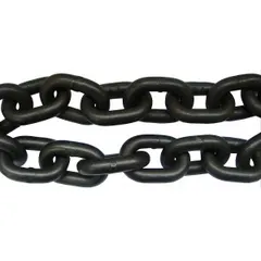 This Grade-80 lifting chain is made from alloy steel with straight links and a working load limit of 7,100 lb. Suitable for overhead lifting, rigging, and load binding in industrial environments.
