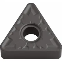 Triangle (T) indexable turning insert made of CVD carbide. Used for turning, facing, and profiling operations on steel and cast iron workpieces in general machining applications
