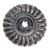 WEILER Wire Wheel Brush: Twisted Stainless Steel, 4" Dia x 1/2" Wd, 5/8"-11 Arbor, 0.014" Fill (MPN 93431)