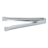 Single-piece stainless steel serving tongs with a 6 1/2-inch overall length. Silver finish. NSF Certified for use in commercial food service environments. Not dishwasher safe. Suitable for handling and serving finger foods, appetizers, or side dishes