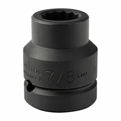 PROTO Impact Socket: 1 in Drive Size, SAE, 1 in Socket Size, 12-Point, Std - 1" Drive Impact Sockets