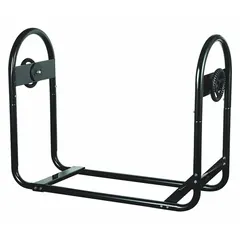 This steel carriage and roll-about stand is finished in black powder coat and includes mounting hardware. It is used for moving and positioning equipment in industrial settings. The carriage measures 37 1/2 inches in length and 14 1/2 inches in width.