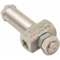 This siphon-fed air-atomizing spray nozzle from EXAIR features a 1/4 in FNPT connection, internal mix type, and a round spray pattern at 15 inches. Constructed from stainless steel, it delivers a flow rate of 5.7 scfm and includes no-drip operation. Suitable for liquid atomization in industrial coating, humidification, and cooling processes