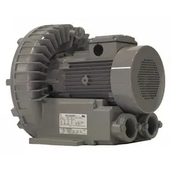 This 1-stage regenerative blower from FUJI ELECTRIC operates on 575V AC three-phase power and delivers a maximum operating pressure of 133.5 in wc and a maximum vacuum of 95 in wc. It features NPT female connections and is suited for industrial applications such as pneumatic conveying, vacuum lifting, aeration, and drying.